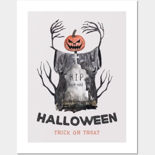 Halloween Scary Evil Pumkin scarecrow Posters and Art